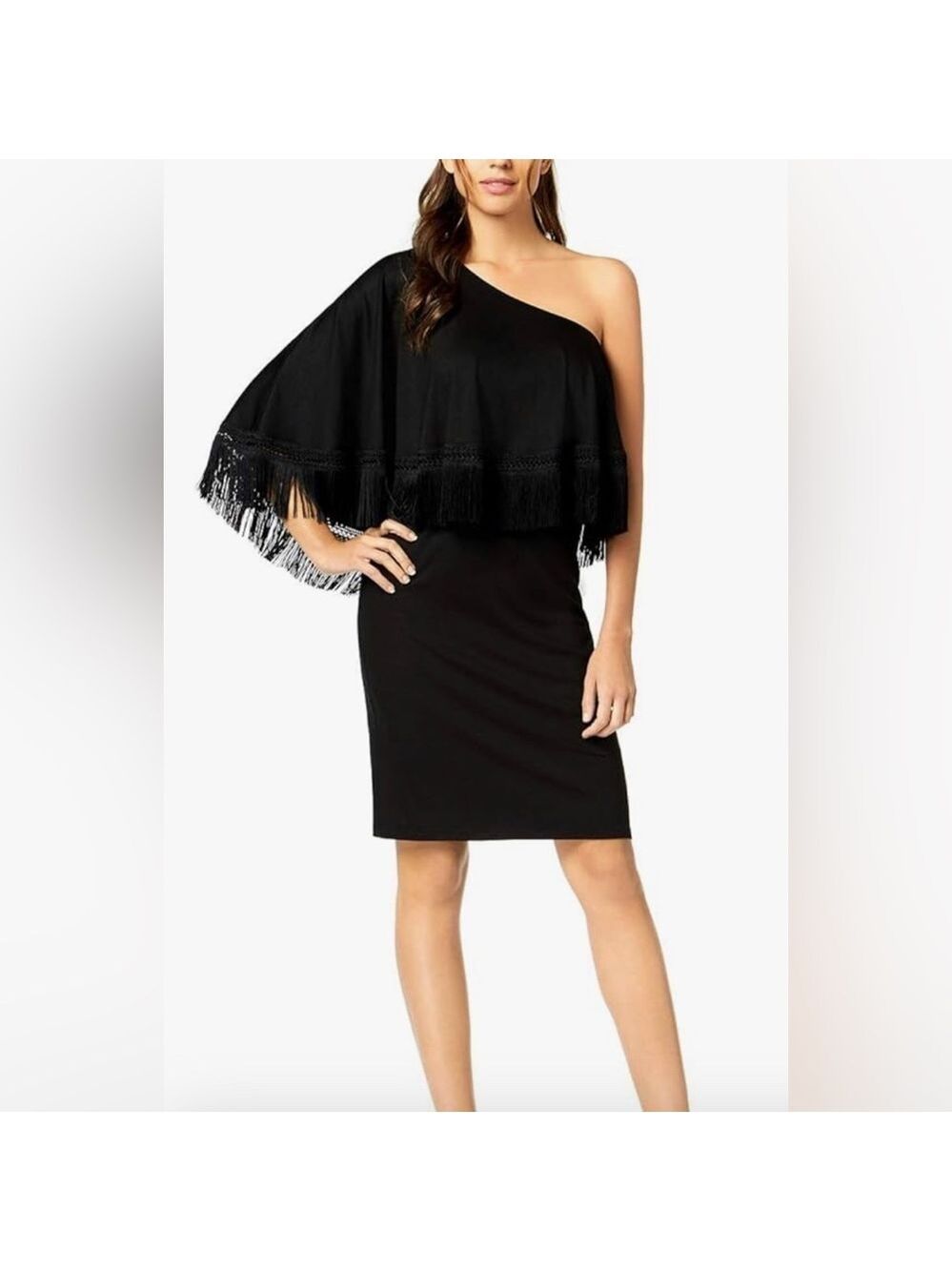 Trina Turk Jersey Fringe One Shoulder Dress
